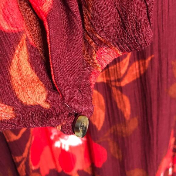 Sonoma Maxi Dress Plus Size 3XL Red Burgundy Floral Tiered Full Skirt - Picture 10 of 10